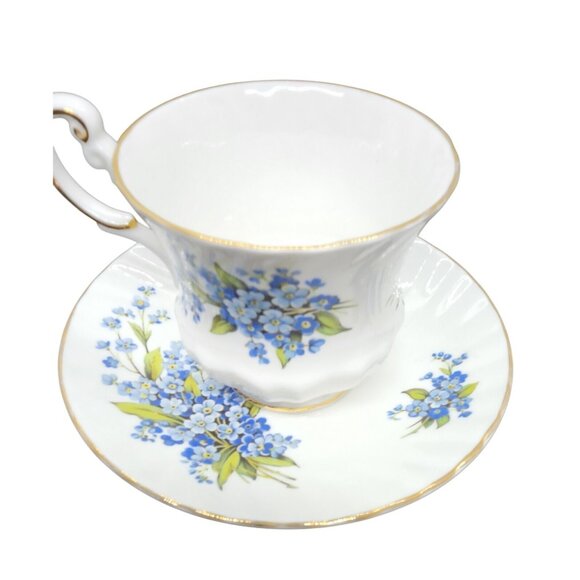 Queens China Tea Cup Saucer Blue Flowers. Rosina China Co. - Picture 3 of 4